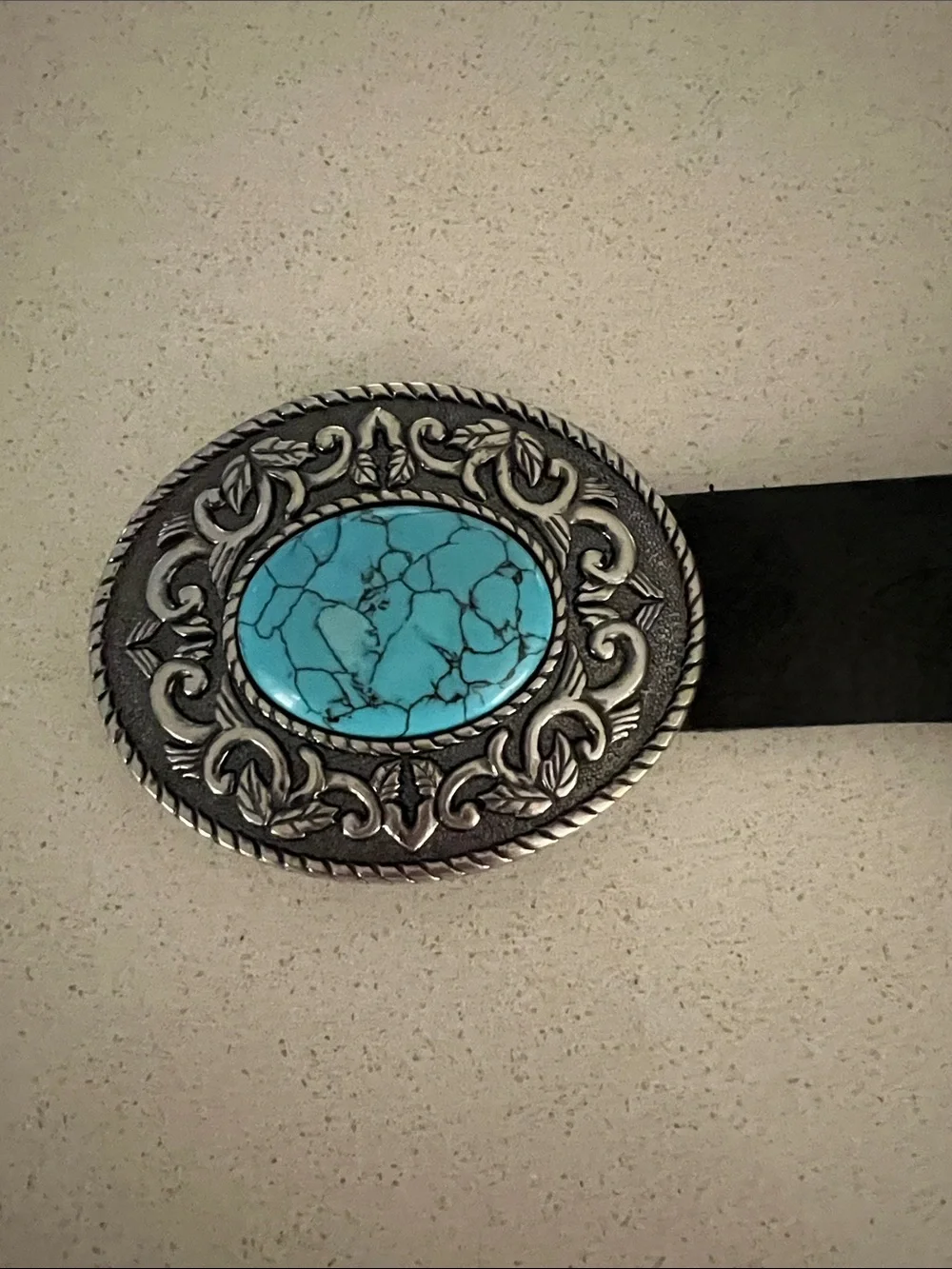Aldo Western Leather Turquoise Buckle Brown Belt M